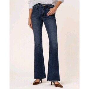 Kut High Rise Flare Jeans Womens Ana Stretch 14P Plus Size Y2K Boho Western